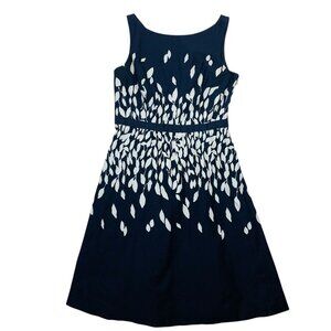 LOFT fit and flare black and white dress  size 4